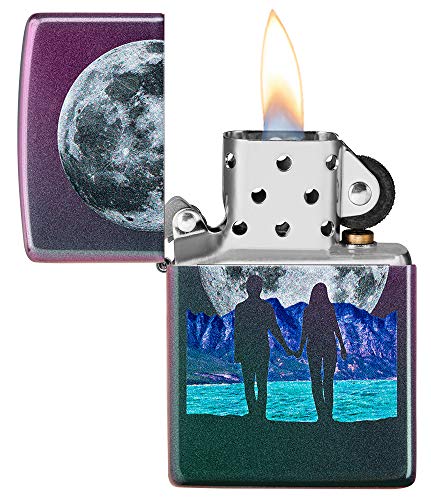 Image of Zippo Moon Couple Design Iridescent Pocket Lighter