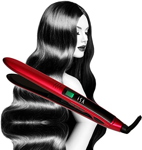 Titanium Flat Iron Digital Hair Straightener by Isa Professional 1 Inch 2 Year Warranty