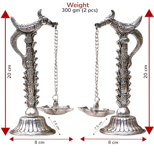 Image of Parrot Design Metal Hanging with Chain Diya Pair of Parrot Design