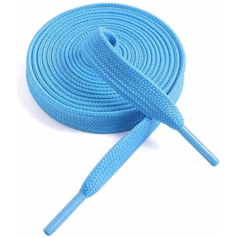 VSUDO 55 Inches Powder Blue Fine Weave Flat Shoe Lace for Sneaker, 5/16” Width Flat Sneaker Shoestring, Flat Sneaker Shoelace, Flat Shoe String for Running Athletic Shoes [1 Pair-Powder Blue-140CM] Cover