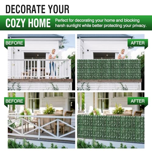 Geiguiwa 72LBC 120X40Inch Artificial Ivy Privacy Fence Wall Screen, Faux Greenery Backdrop Ivy Vine Leaf Hedges Fence Panels thumb #5