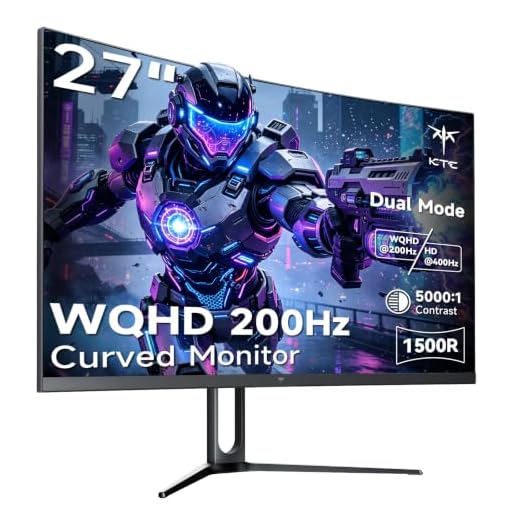 KTC 27 Inch 1440p 200Hz Curved Gaming Monitor Dual Mode 1500R H27S5