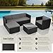 tectake® Poly Rattan Lounge, Outdoor Gartenmöbel Set mit Sofa, Sessel, Hocker und Tisch, variabel kombinierbar, Möbel wetterfest für 4-5 Personen, Balkonmöbel, Gartenlounge, Terrassenmöbel - schwarz
