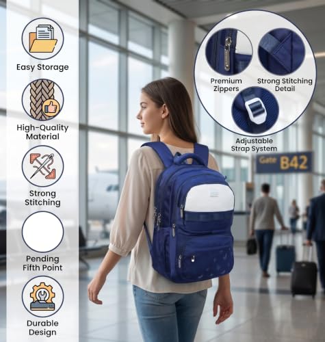 Image of ADSON kawaii Girls Travel School Bag|Backpack Of Large Capacity Aesthetic Stylish Girls Korean Laptop Bag Rucksack for School |College Bags Cute Bookbag for Teens Water Resistance 18 Inches