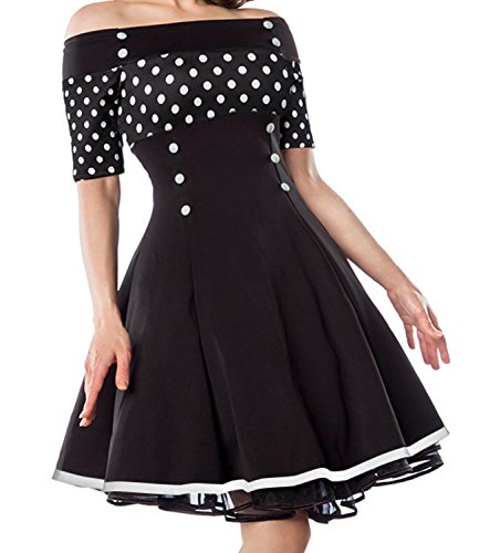 Belsira Vintage-Kleid - schwarz/Weiss/dots, Gr??e:XL