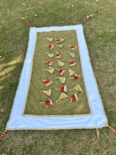 Image of Bridal Net Chunari Dupatta for Wedding Entry & Ceremony - Bridal Chunni, Pack of 1 (Red Gold on White Base)