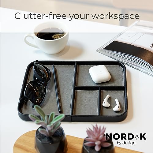 Nordik Leather Valet Tray, Pebble Black, 24x20 cm Medium Vegan Leather Tray for Entryway - Image 4