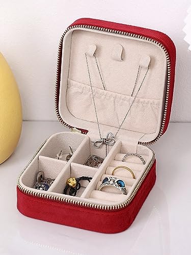 Jewellery Organiser Make up Box PU Leather Zipper Travel Storage Case