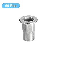 Vista 3 de uxcell Tuercas de remache de cuerpo hexagonal M3, 60 tuercas de inserción roscadas de cabeza plana de acero inoxidable 304