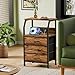 Furnulem Night Stand with Charging Station, USB Ports and Outlets, 28.3 Inch Tall Bedside Table with Wood Shelf, 3 Fabric Drawers Side Table for Bedroom, 3 Ways to Use, Rustic Brown