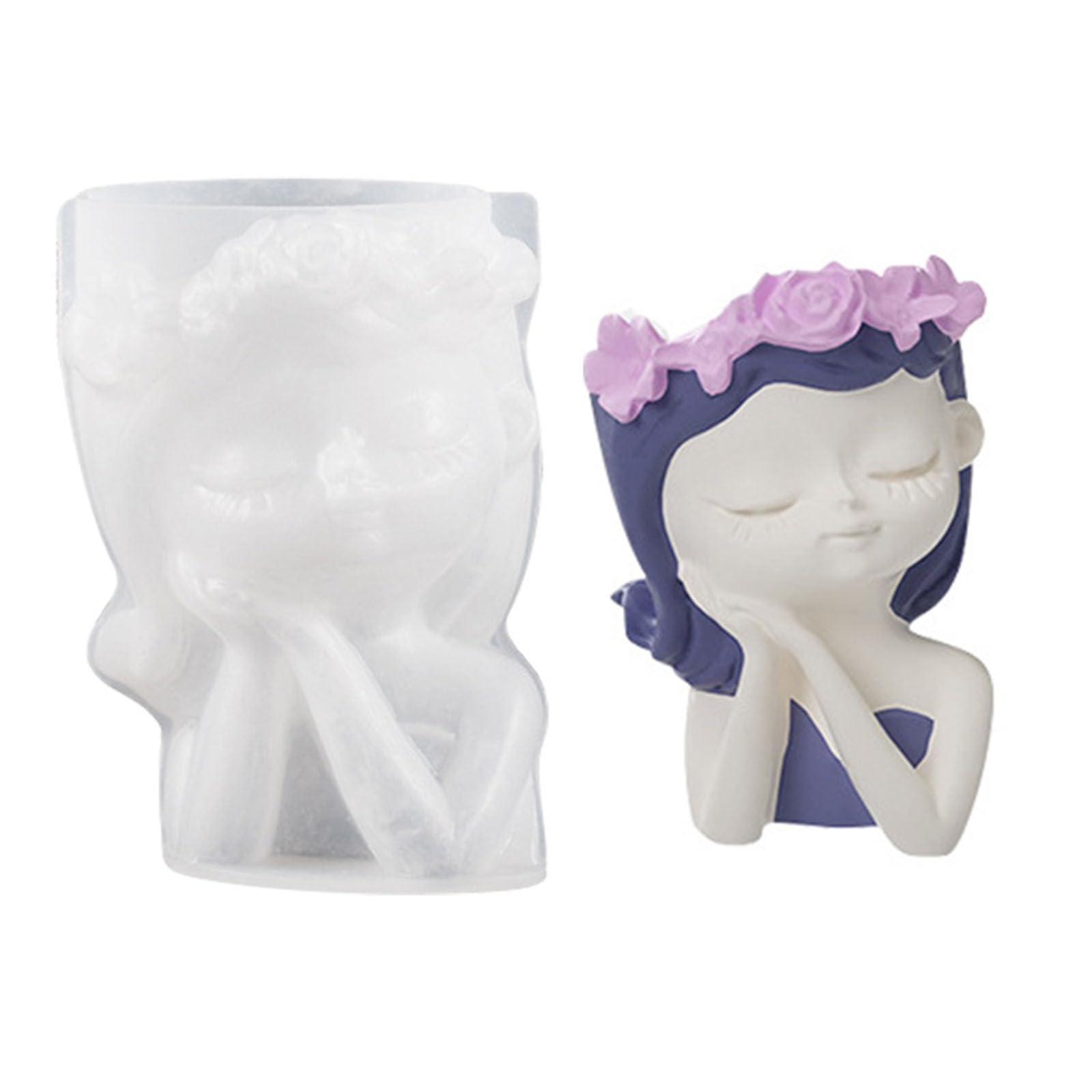 Tsophreniq Girls Pen Holder Flower Pot Silicone Molds Epoxy Resin Mold Planter for Resin Decors Silicone Flower Pot Pen Holder