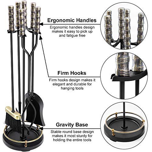 image for AMAGABELI GARDEN & HOME Amagabeli 30in Fireplace Tools Set Brass Handl