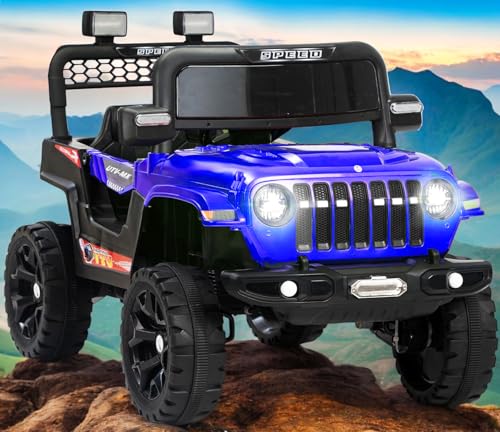 Image of Driving EV Cars for 1, 2, 3, 4, 5, 6 Years | Remote + Steering + Mobile App Control | Kids Jeeps (Entery Level Jeeps [2-6 Years]- Thar, Blue)