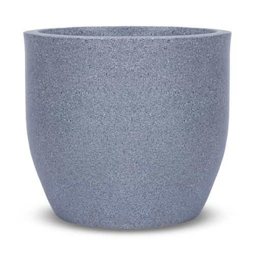 Image of BonKaso 14 inch Light Grey Pot - Tall, Durable & Lightweight Polymer Jaguar Round Planter for Indoor & Outdoor Use: Home, Office, Garden & Balcony (Gamla /Gamale)