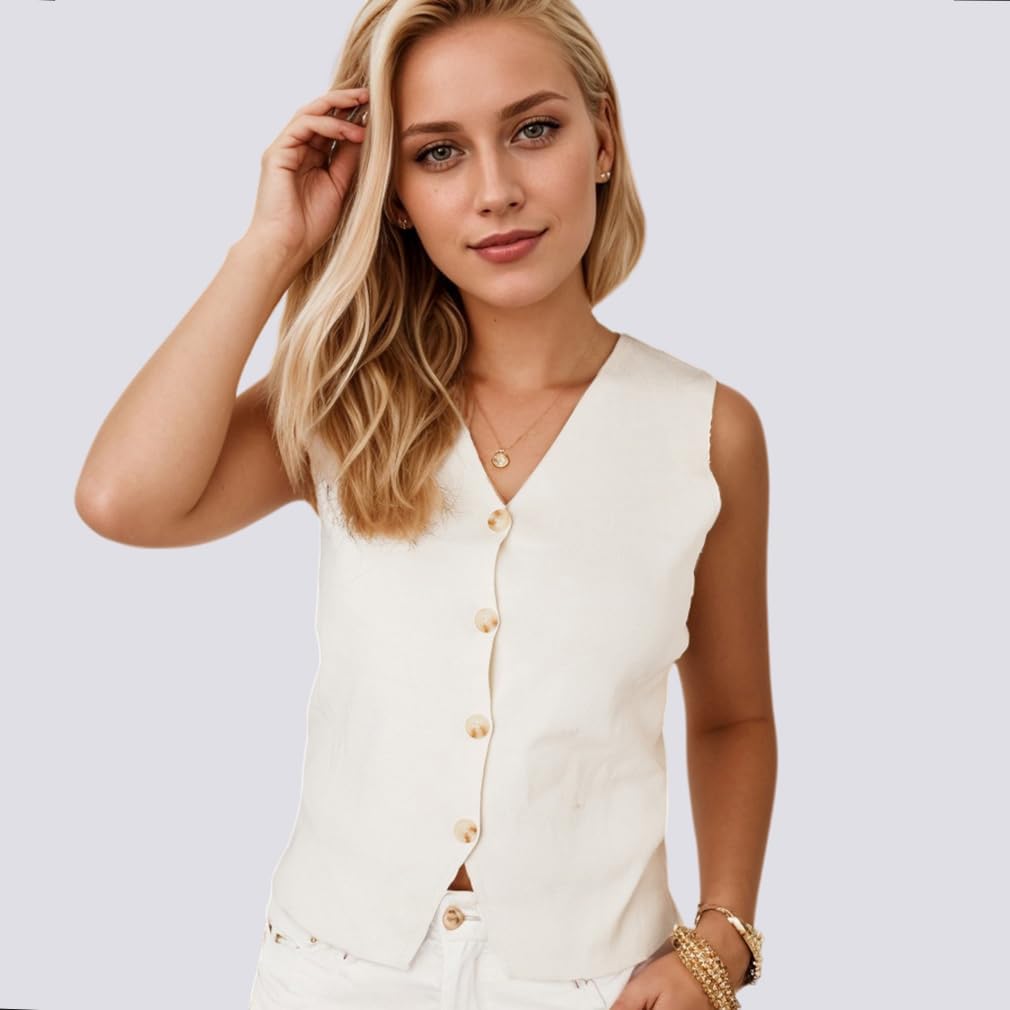 Paixpays Sweater Vest Women Business Casual Tops Crochet Tops For Trendy V Neck Button Knit Vest Fall Outfits 2024 Fashion - Image 6