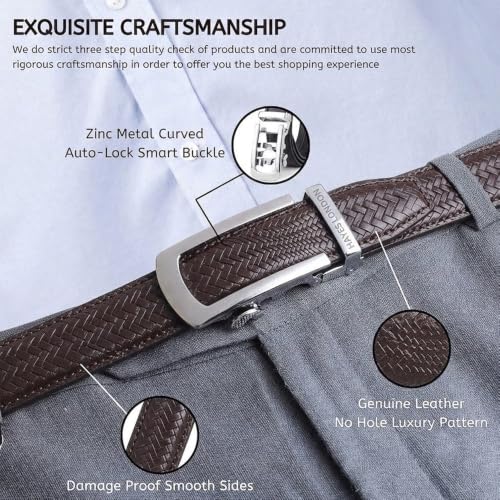 Image of HAYES LONDON Leather Ratchet Belt for Men | Adjustable No-Holes | Customizable Fit, Stylish & Effortless Buckle | Formal & Casual Wear Belts