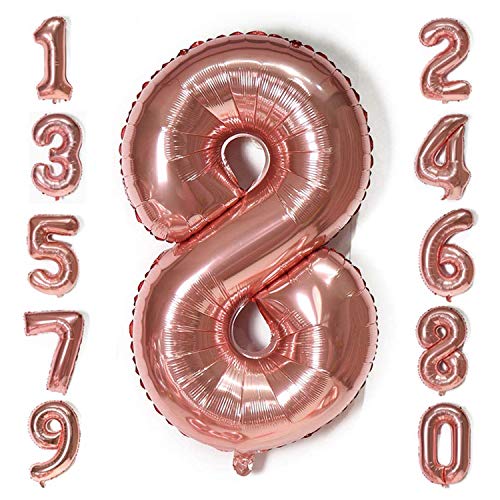 ariel-gxr Ballons en forme de chiffre pour fête d'anniversaire - 101,6 cm - Or rose - 8 fournitures pour filles ou garçons - Décorations Cover