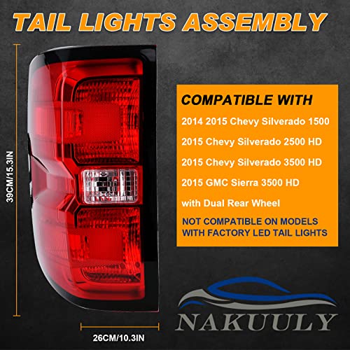 Tail Light Assembly Compatible With 2014-2015 Chevy Silverado 1500 2500Hd 3500Hd Gmc Sierra 3500 Hd Right Passenger Side Taillight Brake Lamps Bulb And Harness #TOP1