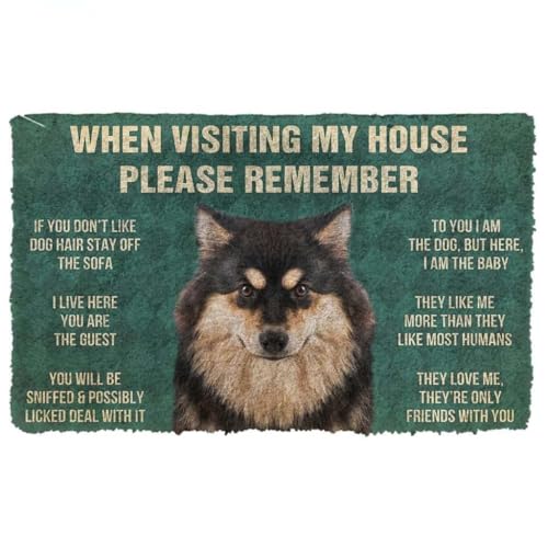 ���փ}�b�g �t�B�������h�̃��b�v�t���h���̎������̃��[�����o���Ă����Ă������� 50×80cm doormat Please Remember Finnish Lapphund Dogs House Rules