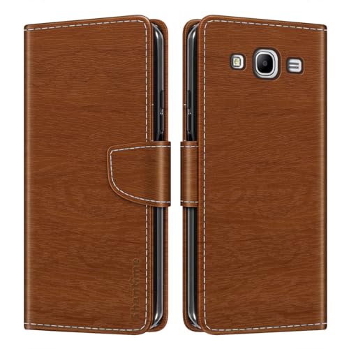 Shantime Leather Wallet Case Compatible with Samsung Galaxy Mega 5.8 I9150, Colorful Flip Cover with Card Holders Magnetic Closure Full Protection Shell(Brown)