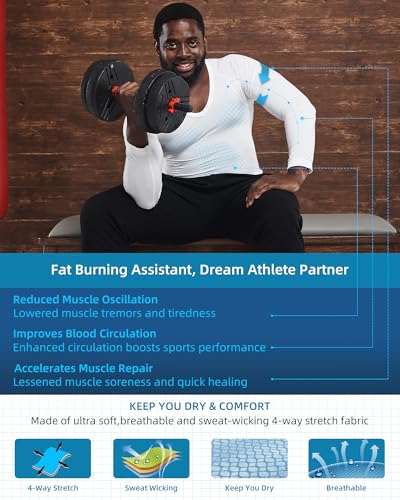 KOCLES Gynecomastia Compression Shirts for Men Long Sleeve, Slimming Body Shaper Undershirt, Tummy Control Shapewear, Workout4