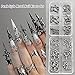 JERCLITY Platinum Gunmetal Black Punk Style Nail Rivets Set 1 Box Cone Nail Charms Studs Alloy Spike Rivets 2 Boxes Retro Metal Nails Circular Rings Nail Charms for Women