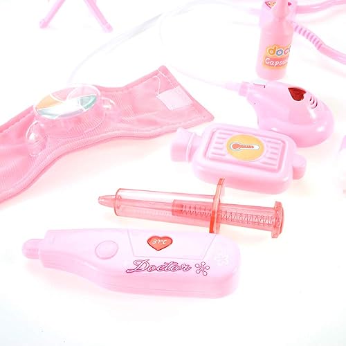 Vista 3 de PowerTRC Doctor Nurse Pink Medical Kit Juego para niños Juego de simulación médico Juguetes médicos para niños