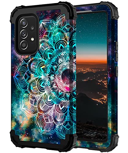Hocase for Galaxy A53 5G Case, Heavy Duty Shockproof Protection Hard Plastic+Soft Silicone Rubber Bumper Hybrid Protective Case for Samsung Galaxy A53 5G (6.5" Display) 2022 - Mandala in Galaxy