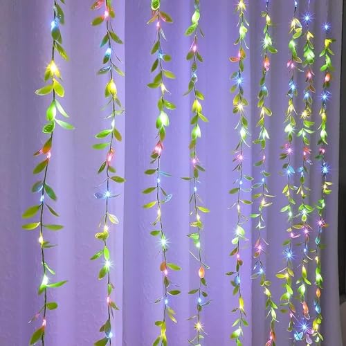 Image of Leaf LED Curtain String Lights with Leaf Design | Multicolor Decorative Fairy Lights for Bedroom, Living Room, Window, Wall, Wedding, Festival, Party & Home Decor (Pack of 1)