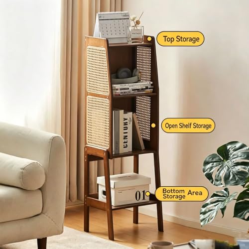 Estantería vertical de pie en bambú para organizar un rincón de lectura 6