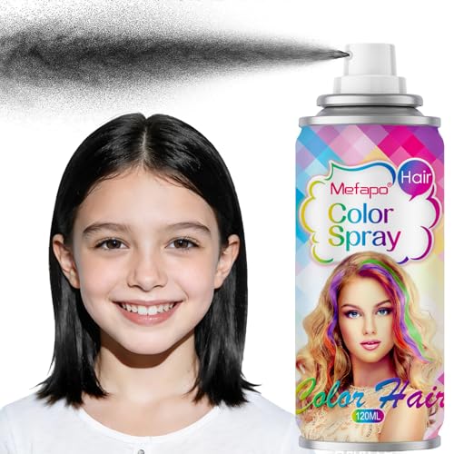 Black Hair Spray Temporary Hair Color Spray for Kids Women Men, Temporary Hair Dye, Root Touch Up...