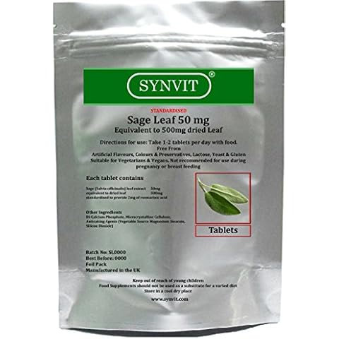 Sage Leaf SYNVIT® Equivalent 500mg x 180 Tablets Cover