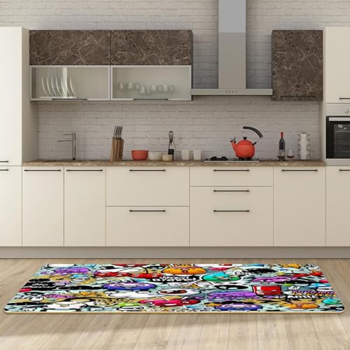 Tapete de cocina antideslizante VAPOKF de 2 piezas lavable 3