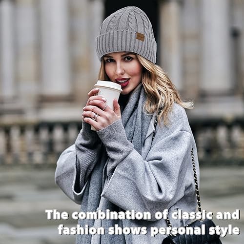 Conjunto de luvas femininas com gorro e cachecol e tela sensível ao toque para mulheres, quente, mal