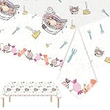 Zagonia Picnic Table Cloth Pack of 3 Plastic Tablecloth, Disposable Party Tablecloth Waterproof Oilp
