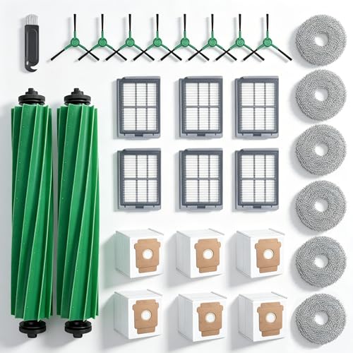 Image of Replacement Parts Kit for iRobot Roomba Plus 505 405 Combo G181 G185 505X Vacuum Mop, 2 Main Brushes,6 Mop Pads,6 HEPA Filters,8 Side Brushes,6 Dust Bags Cleaning Accessories