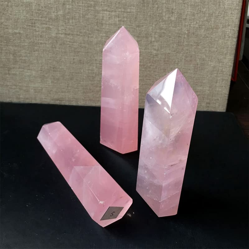 HXSCOO 1 Pc Simple Style Natural Pink Crystal Small Crystal Column Beautiful Crystal Pillar Stone (Color : Pink, Size : 7-10cm)