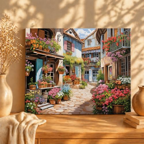 Image of Art Therapy Pcn37 Paint by Number Kit 15 x 20 Inch Linen Canvas for Adults & Kids | DIY 2 Set of Acrylic Oil Painting Colors with Brushes for Home Decor | Easy for Beginners (Petals & Pathways)
