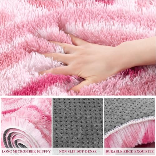 Tapete Rosa Peludo Suave 4x6 Ft para Niñas miniatura 5