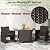 Tangkula 3 Piece Patio Wicker Dining Set, 2 Rattan Chairs with Rectangle Tempered Glass Dining Table, Outdoor Conversation Set with Cushions for Backyard, Porch, Poolside (Black)