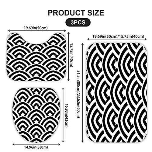 Badezimmer Badematte 3 Teilig Set abstrakt rutschfest Badteppiche Saugfähig Memory Foam Badezimmermatte Weich WC… – Bild 3