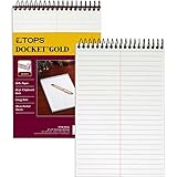 TOPS Docket Gold Classified Spiral Steno Book, Gregg Rule, 6 x 9 Inches, White, 100 Sheets per Pad (99708)