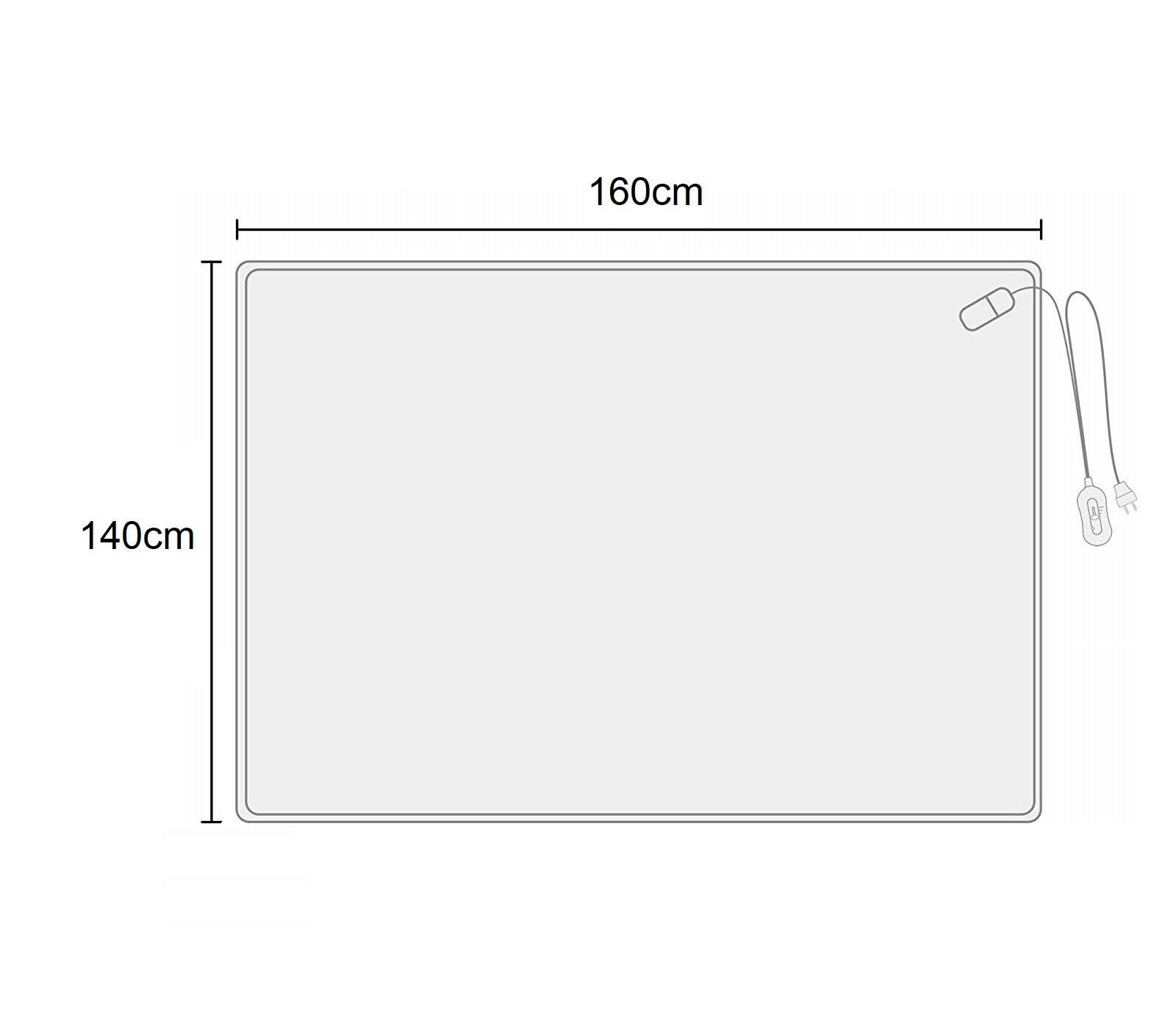 Manta eléctrica Doble 160X140 | Manta calefactora para Cama de Matrimonio 2 x 60W | Manta térmica Grande con protección contra Calentamiento | Varios Niveles de Temperatura | Lavable