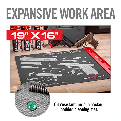 Real Avid Gun Cleaning Mat for Sig Sauer P365 & P365XL with Magnetic Organizer Parts Tray - 19x16 | Workbench Mat for SIG P365 Pistol Cleaning, Gun Cleaning Pad with Red Tray for P365 Accessories - Thumbnail 3