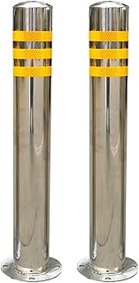 Security Parking Post Parking Barriers Stainless Steel Parking Cones 2 Pack, Strong Post Security Barrier Stanchion for Driveways Easy to Install (Color : Silver Size : 600x89 (Silver 600x89mm/23x3.