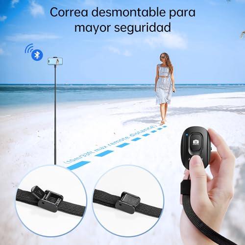 ATUMTEK Disparador Remoto Bluetooth 5.2 para iPhone y Smartphones Android (Pack de 2) – Control Remoto Inalámbrico para Fotos y Vídeos, Incluye Correa de Muñeca, Compacto y Portátil, Negro & Blanco - imagen 7