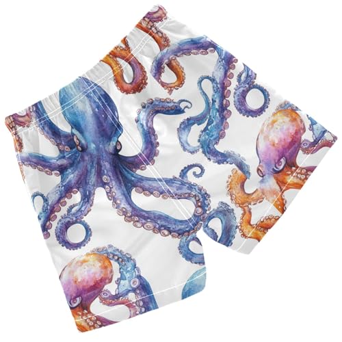 Pigsaly Boys' Swim Board Shorts Tentacles Watercolor Octopus Boy's Swim Trunks Kids Swimwear 4T Multicolor2