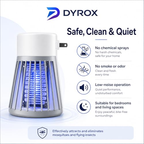 Image of DYROX Mosquito Insect Bug Zapper Trap Killer LED Lamp, Plug-in Electronic Mosquito Killer Machine with UV Light, Indoor Electric Machar Mosquito Killer Lamp for Home, Bedroom, Kitchen & Office