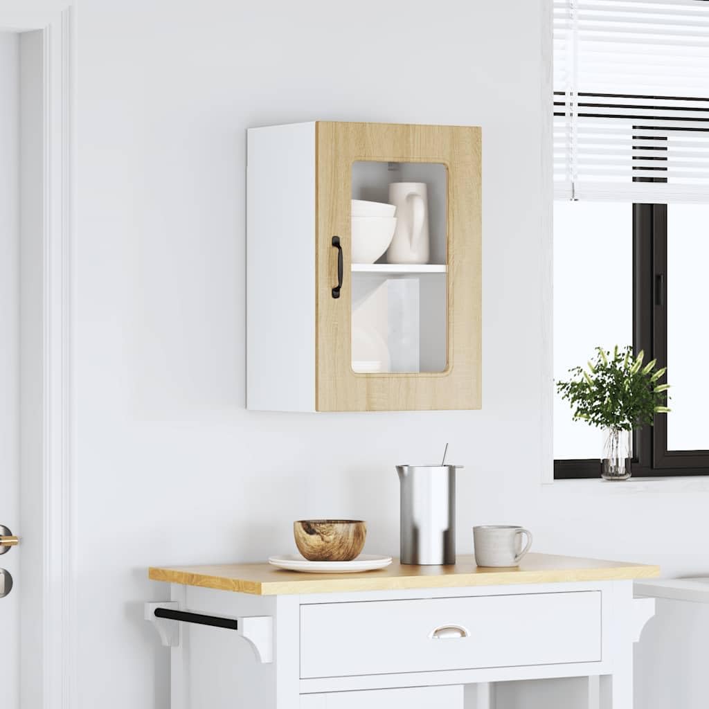 Tomostar Meuble Haut de Cuisine, Armoire Suspendue Cuisine Armoire Murale et Porte en Verre Kalmar chêne Sonoma 40 x 31 x 60 cm