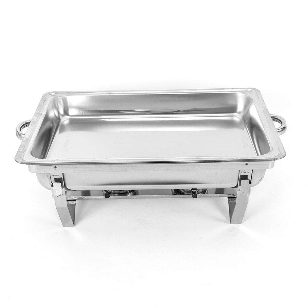 Calentador de Alimentos de Acero Inoxidable 9 L Recipiente para Calentar Platos de frotamiento Calentador de Alimentos Recipiente de Calor Calentador de Buffet de Hotel con Marco p